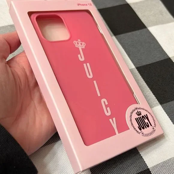 NWT Juicy Couture iPhone 12 Case Queen Carnation Pink & White Durable Comfy Feel - Picture 7 of 7